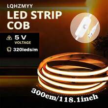 1-5m USB供電LED燈條COB，附按鈕開關，易於安裝，適合婚禮、萬聖節、聖誕節、派對、各種節日裝飾，或電視、衣櫃等室內DIY裝飾 - 彩色 - 查看 22