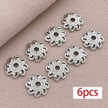 6pcs 18K Gold Silver Plated Filigree Flower Bead Caps Floral Petal Spacer End Caps For DIY Pearl Bracelet Necklace Jewelry Making Findings - Multicolor - View 14
