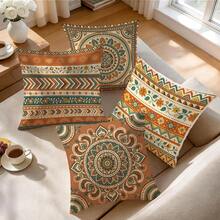 4 buah/1 buah Sarung Bantal Motif Mandala dan Bunga Bohemian, Sarung Bantal Cetak Satu Sisi, Cocok untuk Ruang Tamu, Kamar Tidur, Dekorasi Rumah, Sarung Bantal Sepanjang Musim - MultiWarna - View 6