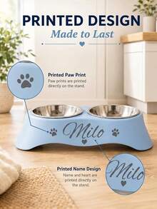 Personalized Pet Bowl, Customized Name Pet Bowl, Dual-Purpose For Feeding And Drinking, Neck Protection, Suitable For Cats, Dogs And Other Pets Feeding Utensils, Ideal Choice For Food And Water, Perfect Commemorative Gift For All Breeds - Multicolor - View 5