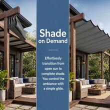 Trintion Heavy-Duty Retractable Canopy For Pergola Frame, Wave Pattern Sunscreen Netting With Reinforced Edges & Hooks - Grey - View 6