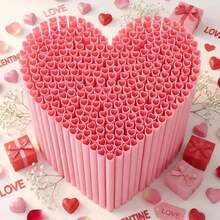 50pcs/100pcs Heart Design Plastic Straws, Drinking Straws, Cute Heart Shape, Suitable For Valentine's Day, Birthday Party, Bridal Shower, Wedding Supplies, Kitchen, Gifts - Multicolor - View 7