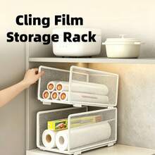 Multifunctional Kitchen Storage Rack, Stackable Tiered Deep Cabinet Organizer With Paper Towel Holder, Plastic Wrap & Dispenser, Spice & Seasoning Storage Box, Kitchen Essentials & Decor, Pantry Organization, Apartment Essentials - Multicolor - View 4