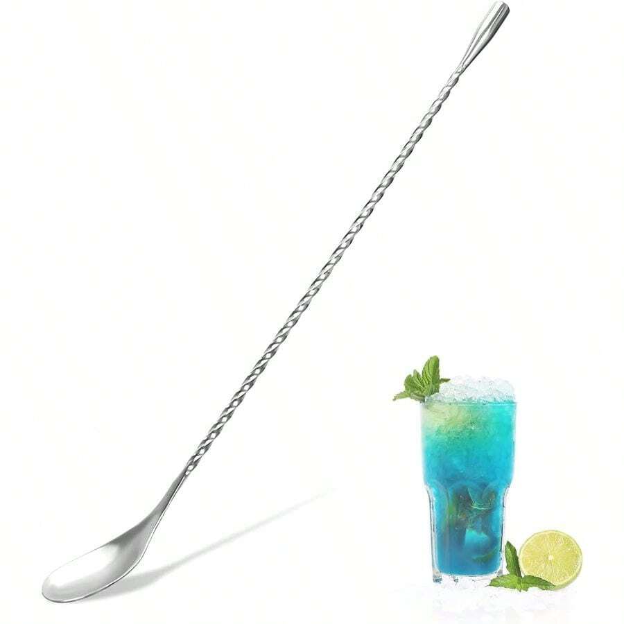 Long Handle Mixing Spoon, Stainless Steel, 12 Inch, Professional Teardrop Design - View 1