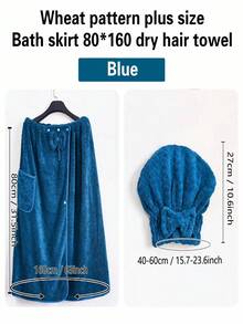 2pcs/Set Extra Large Bath Robe + Adjustable Princess Shower Cap, Size 80*210cm/80*160cm, 350g/Sqm, Quick Drying, Suitable For M-XXXXL, Thick Bathrobe For Home, Hotel, Bathroom, Travel, Sauna, Spa, Party, Swimming Pool, Picnic, All Season, Bathroom Decor - 彩色 - 查看 13