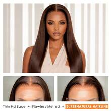 Smilegirl Chocolate Brown 13x4 HD Lace Front Human Hair Wig 26 Inch 250 Density Straight HD Lace Frontal Wigs Human Hair Pre Plucked Hairline 4 Brown Wig - Chocolate Brown - View 9