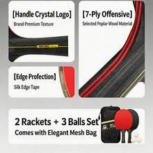 BOER A11 6‑Star Table Tennis Racket Set, 2Pcs All‑Wood Blade Ping Pong Paddles, Table Tennis Training Kit For Students & Amateur Players Daily Sports Practice - Multicolor - View 9