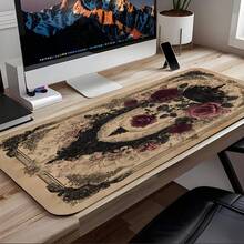 1pc Extra Large Vintage Old Paper Rose Crown Pattern Mouse Pad, With Anti-Slip Rubber Base And Stitched Soft Fabric Keyboard Mat. European Vintage Dark Tone Rose Classical Aesthetic With Anti-Slip Rubber Base And Stitched Soft Fabric Keyboard Mat, Suitable For Gaming, Home Office And Study Scenes. - View 9