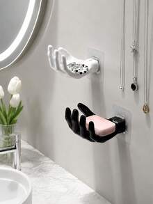 2/1pc Hand-Shaped Storage Rack, Creative Palm Design Wall-Mounted Jewelry Organizer, Soap Dish, Suitable For Bathroom, Bedroom, Vanity - Multicolor - View 2