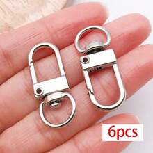 6pcs Metal Keychain Findings Star Heart Spring Rings Lobster Clasps Carabiner Clips Swivel Hooks For DIY Keychains Bag Charms Jewelry Making Supplies - Multicolor - View 10