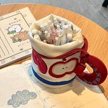 1pc Creative Cartoon Water Cup Pencil Case, Student Stationery Bag, Girly Large Capacity Pen Holder Storage Bag - Apple Water Bottle - View 6