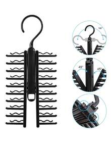 3pcs/Set Large Capacity 20-Clip Tie Storage Rack, Suitable For Wardrobe Scarves, Rotatable Open/Close, With Anti-Slip Clips, 360° Rotation Space-Saving, Multi-Functional Tie Scarf Clothing Hanging Storage Rack - Multicolor - View 4