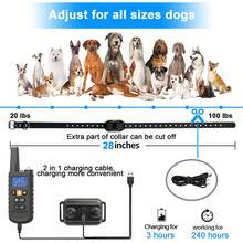 Dog Shock Collar With Remote Control, 3300FT Rechargeable Waterproof Shock Collar For Dogs With 3 Training Modes, Adjustable For Small Medium Large Dogs (8-120 Lbs) - Black - View 5