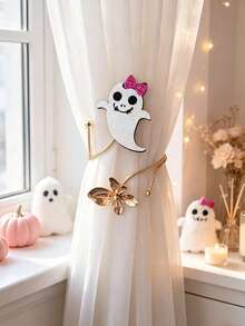 2Pcs Halloween Glitter Curtain Tiebacks, Bat Pumpkin Ghost Alloy Curtain Holdbacks For Holiday Bedroom Party Decor - Halloween Edition - View 7