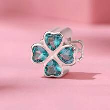 BAMOER 925 Sterling Silver Mini DIY Pendant Bracelet, Clover Paw Print Lotus Colorful Zirconia Mesh Chain Women's Wrist Accessory - Silver - View 9