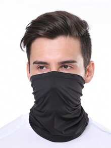 Men's & Women's Solid Color Neck Gaiter, UV Protection, Breathable Face Mask, Outdoor Cycling Running Magic Scarf, Sun Protection Milk Silk Headscarf, Ice Silk Cooling Neck Gaiter, UV Sun Protection Face Mask, Lightweight Breathable Neck Guard, Suitable For Motorcycle Riding And Hiking - Black - View 1