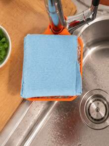 4pcs Stainless Steel Kitchen Sink Storage Rack With Faucet Mount, Suitable For Home Sponge, Dishcloth, Dishwashing And Draining, With Hanging Basket - A - View 3