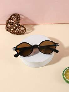 1pc Kids 6-9 Years Old Oval Fashion Glasses, Classic Pure Black Frame, PC Material, Solid Color Lenses, Casual Lightweight, Suitable For Daily Outdoor Use, With Glasses Case - Multicolor - View 9