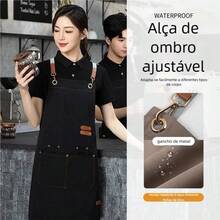 Avental Profissional Anti Sujeira Modelo Universal com Bolsos - Preto - Visão 2
