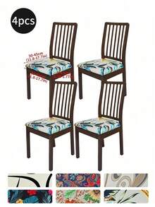Waterproof Stretch Printed Dining Chair Slipcover, Machine Washable Removable Elastic Cover With Drawstring, Universal Milk Fiber Furniture Protector, Stain Resistant Anti-Scratch For Kitchen, Office & Pet Friendly Homes - Multicolor - View 33