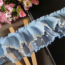 1# Double Layer Pleated Polka Dot Lace Mesh 5.5cm Women's Fabric Art Lace Ribbon Silk DIY Gift Wrapping Material - Multicolor - View 3