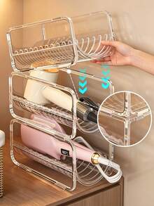 Curling Iron Holder Hair Dryer Stand Curling Iron Storage Rack Universal Item Storage Rack Straightener Holder Straightener Storage Rack Desktop Stackable Transparent Acrylic Vertical Storage Rack - Multicolor - View 6