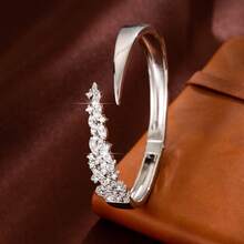 1pc Exquisite Wheat Ear Shaped Open Adjustable Design Cubic Zirconia Inlaid Women's Bracelet - Multicolor - View 6