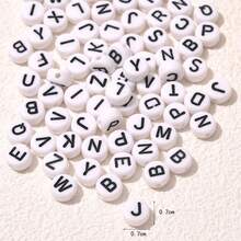 300 piezas de cuentas con letras o símbolos de 7x4mm para pulseras y collares de joyería, múltiples colores y estilos, corazón, estrella, símbolo, paz, cruz, letra - Multicolor - Ver 5