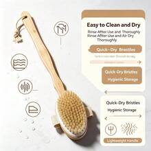 Solid Wood Long Handle Boar Bristle Bath Brush Body Dry Brush Boar Bristle Shower Brush Body Scrub Brush Leg Exfoliating Brush - Multicolor - View 1
