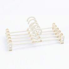 5pcs Plastic Rotating Clothes Hangers With Non-Slip Clips For Pants/Home Storage, Beige - Beige - View 13