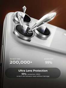 3 piezas Protector de lente de cámara de vidrio templado, compatible con iPhone 17/16/15/14/13/12/11 Plus, resistente a los arañazos, con anillo de metal brillante, protección perfecta para el lente para mujeres, accesorio de lente lindo, transparente. Adecuado para uso diario, oficina, hogar. Cristal brillante, resistente al agua, a los golpes, anti-caída, anti-arañazos. - transparente - Ver 3