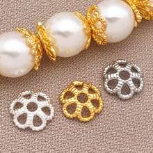6pcs 18K Gold Silver Plated Filigree Flower Bead Caps Floral Petal Spacer End Caps For DIY Pearl Bracelet Necklace Jewelry Making Findings - Multicolor - View 7