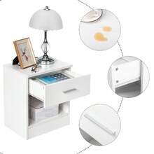 2-Tier Nightstand Set Of 2, Bedside Cabinet End Table For Bedroom Home Office, White - As Pic - View 10