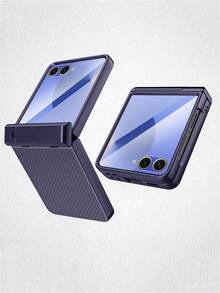 VIETAO 格子紋理遮陽隱藏支架強化玻璃螢幕保護膜 Galaxy Z Flip 7 6 Flip6 手機殼 - 深紫色 - 查看 1