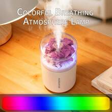 USB Portable Mini Humidifier, Elegant Eternal Flower Decor Color Changing Night Light, Silent Ultrasonic Air Mist Diffuser For Car, Bedroom, Office Desktop, Home Decor Gift - Mist - View 7