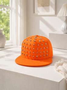 1pc Unisex Punk Rock Rivet Flat Brim Baseball Cap, Hip Hop Street Style Personalized Hat, Suitable For Outdoor Sports, Cycling, Festivals, Parties And Daily Casual Wear, Multiple Colors - Multicolor - View 10