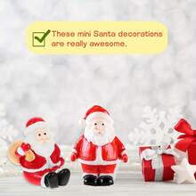 2pcs Christmas Mini Decorations, Mini Santa Claus Resin Figurines, Christmas Party Decor Supplies (Random Color) - Multicolor - View 7