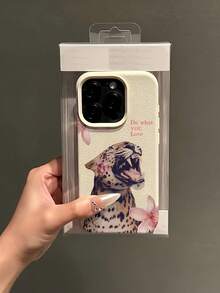 1件白色柔軟花朵與兇猛豹紋印花極簡風格個性化TPU防震全包覆手機殼，適用於Apple 17 16 15 14 13 12 11 Pro Max Air及系列 - 彩色 - 查看 2