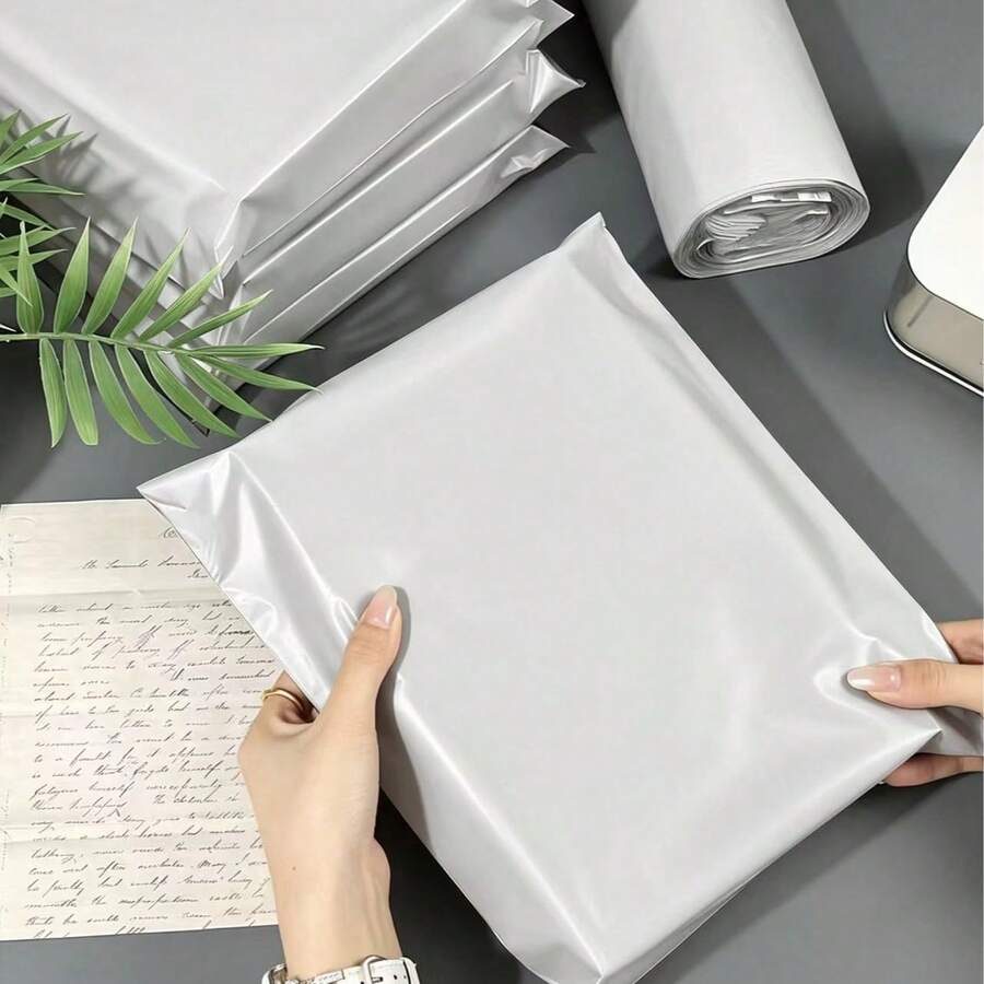 100pcs Thick Multifunctional Plastic Courier Bags, Waterproof Tear-Resistant Self-Sealing Mailing Bags, Multiple Sizes Reusable Logistics Packaging Bags, Suitable For Clothing Logistics And Storage, Suitable For School, Office, Transportation, Etc. - A-White - View 1