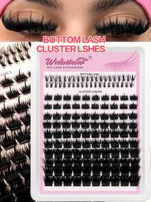 Waloshow 140pcs 2-In-1 False Eyelash Clusters, Dense Single Cluster DIY Pointed Eyelash Extensions, Lower Eyelash Clusters, Dense Single Cluster DIY Pointed Eyelash Extensions, Cartoon Cluster Eyelash Extensions, Mink Fur Strip Dense Eyelashes, Pointed Eyelashes - D - View 8
