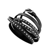 Women And Men Leather Cuff Wristbands ,80s 90s Vintage Grunge Gothic Y2K Jewery Gift For Punk Rock Outfits Music Festivals Theme Parties Halloween - Black - View 13
