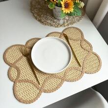 1/2/4/6 Pieces Of Retro Lace Edged Oval Paper Woven Placemats, Anti Slip Breathable Table Mats, Rural Style Home Dining Table Decoration Accessories, Suitable For Kitchen, Home And Party Decoration, With Multiple Colors To Choose From - Multicolor - View 25