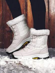 Women's Snow Boots, Winter Thermal Lined Thickened Style, Comfortable Wear, Durable And Anti-Slip, Suitable For Winter Snow Season Travel And Daily Versatile Wear. - Off-white - View 12