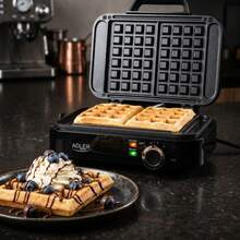ADLER AD 3065 Waffle Maker 2000W, Double Belgian Waffle Iron With Deep Non-Stick Plates, Adjustable Temperature Control, Cool-Touch Handle, Power And Baking Indicator Lights, Anti-Slip Feet, Upright Storage And Cord Storage For 2 Large Waffles - EU E Type Plug(220-240V) - View 4