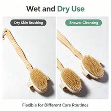Solid Wood Long Handle Boar Bristle Bath Brush Body Dry Brush Boar Bristle Shower Brush Body Scrub Brush Leg Exfoliating Brush - Multicolor - View 9