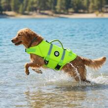 Metglad Dog Life Jacket, High Buoyancy And High Reflectivity Pet Swim Vest, Thickened Rescue Handle And Metal D-Ring For All-Around Protection Of Dog's Water Activities, Adjustable Size Suitable For Small, Medium And Large Dogs - Green - View 4