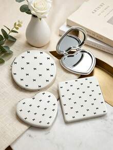Portable Foldable Double-Sided Makeup Mirror, Ultra-Thin Lightweight PU Leather 180° Flip Cover Makeup Mirror, Anti-Drop Easy-To-Carry Multi-Function Small Makeup Mirror, Travel Essential For Multiple Scenarios, Ideal Gift For All Genders - Multicolor - View 2