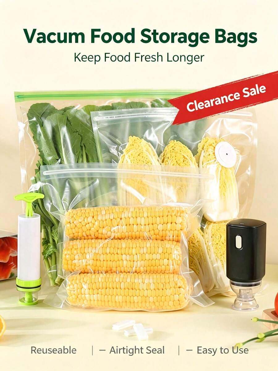 Thick Embossed Vacuum Food Storage Bags With Air Valve, Transparent Sealed Bags, Suitable For Cooked Food, Home And Commercial Kitchen Vacuum Compression Bags - Transparent - View 1
