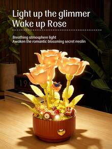 Electric LED Rose Building Kit(334PCS), Realistic Flower Construction Set With Fog Effect, Ambient Light Home Decor, Ideal Valentine's Day ThanksGiving Christmas All Festival /Birthday Gift For Adults Flower Lovers - Multicolor - View 9
