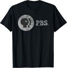 PBS Distressed Vintage Logo Public Broadcasting Unisex T-Shirt - Black - View 1